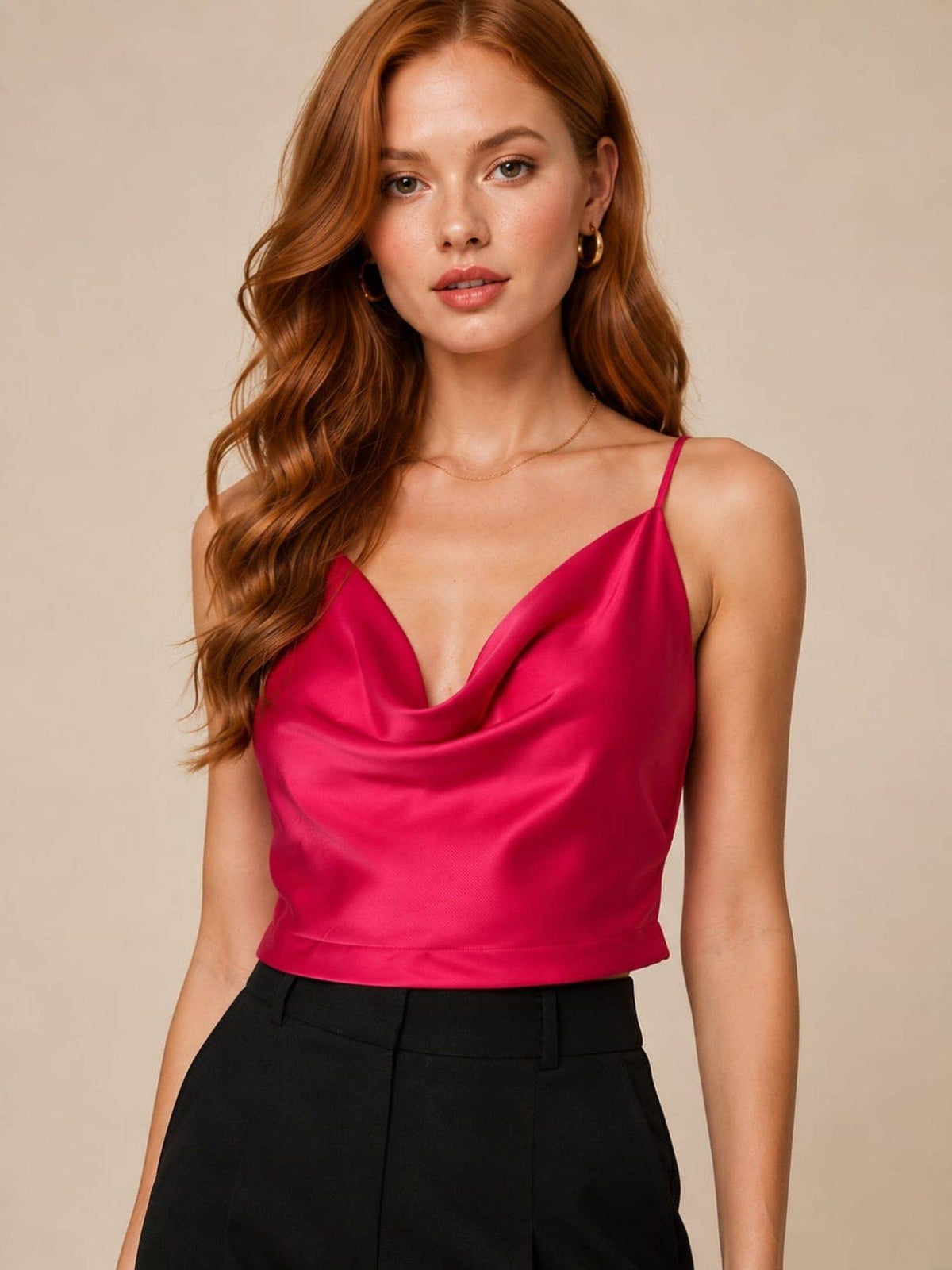 Women'S Pink Cowl Neck Top | CT61 - view 2