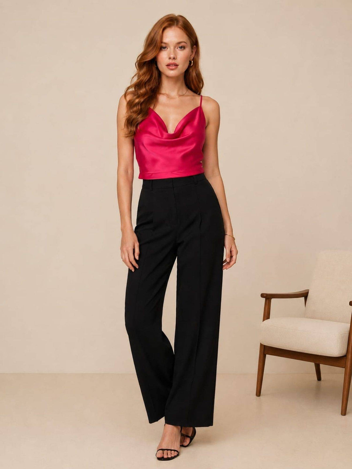 Women'S Pink Cowl Neck Top | CT61 - view 4