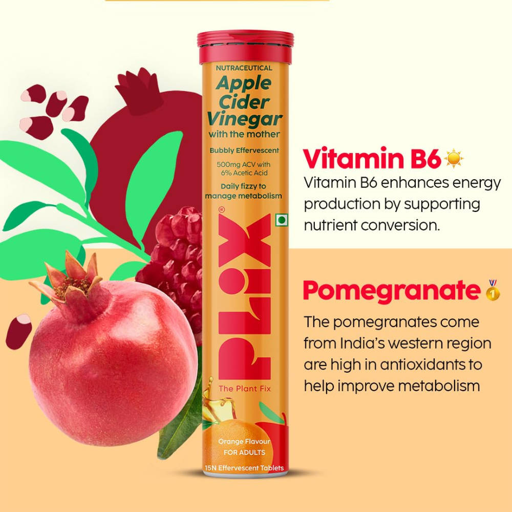 Apple Cider Vinegar Effervescent Tablet with Vitamin B6 & B12 - Orange | PL1 - view 3