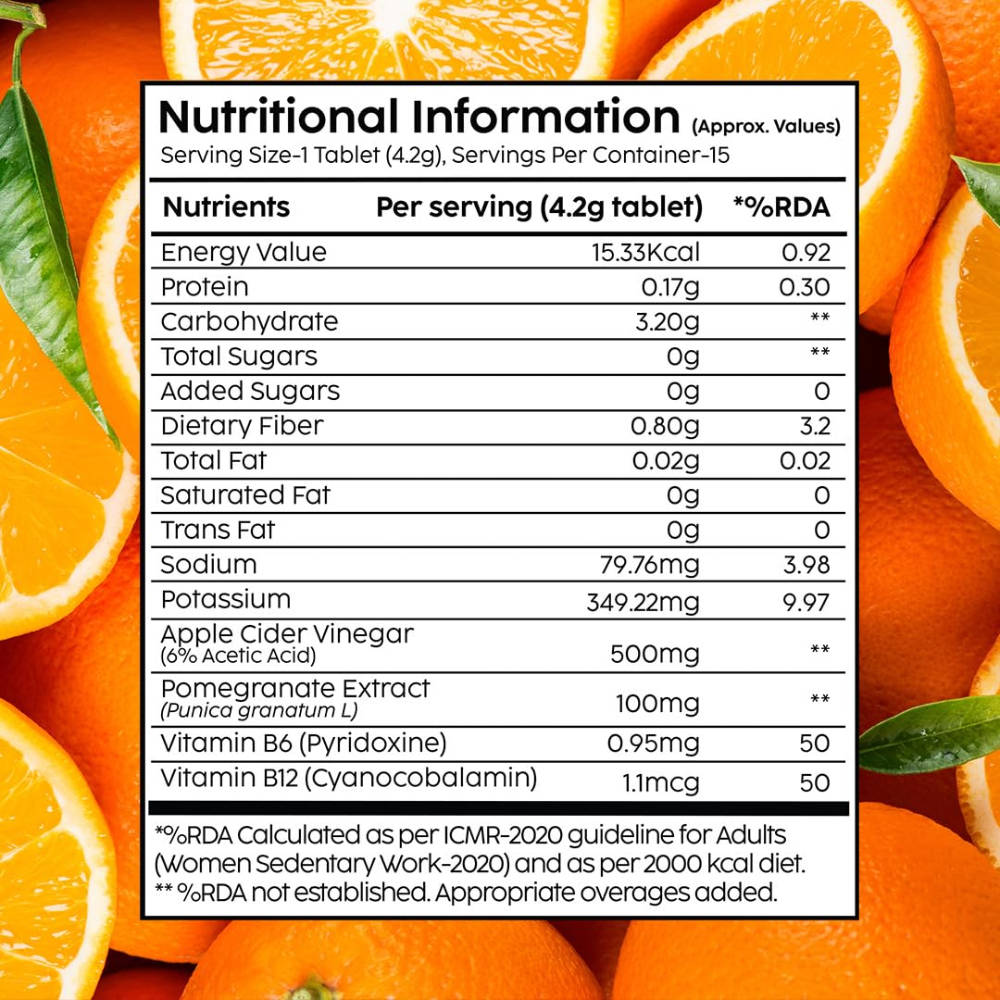 Apple Cider Vinegar Effervescent Tablet with Vitamin B6 & B12 - Orange | PL1 - view 6