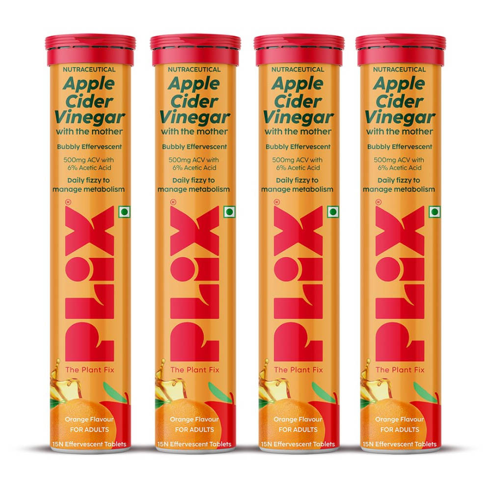 Apple Cider Vinegar Effervescent Tablets with Vitamin B6 & B12, Pack of 4 - Orange | PL1 - view 1