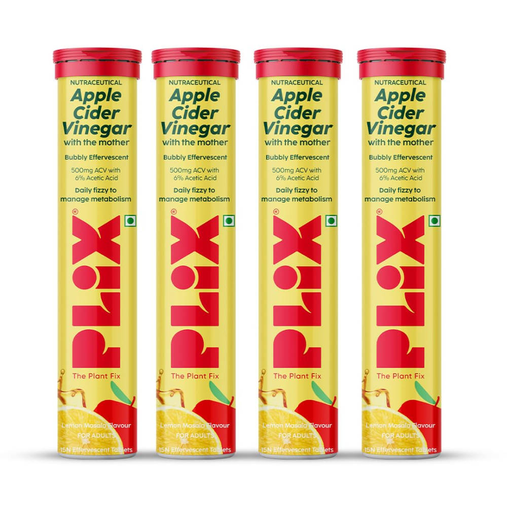 Apple Cider Vinegar Effervescent Tablets with Vitamin B6 & B12, Pack of 4 - Lemon Masala | PL1 - view 1