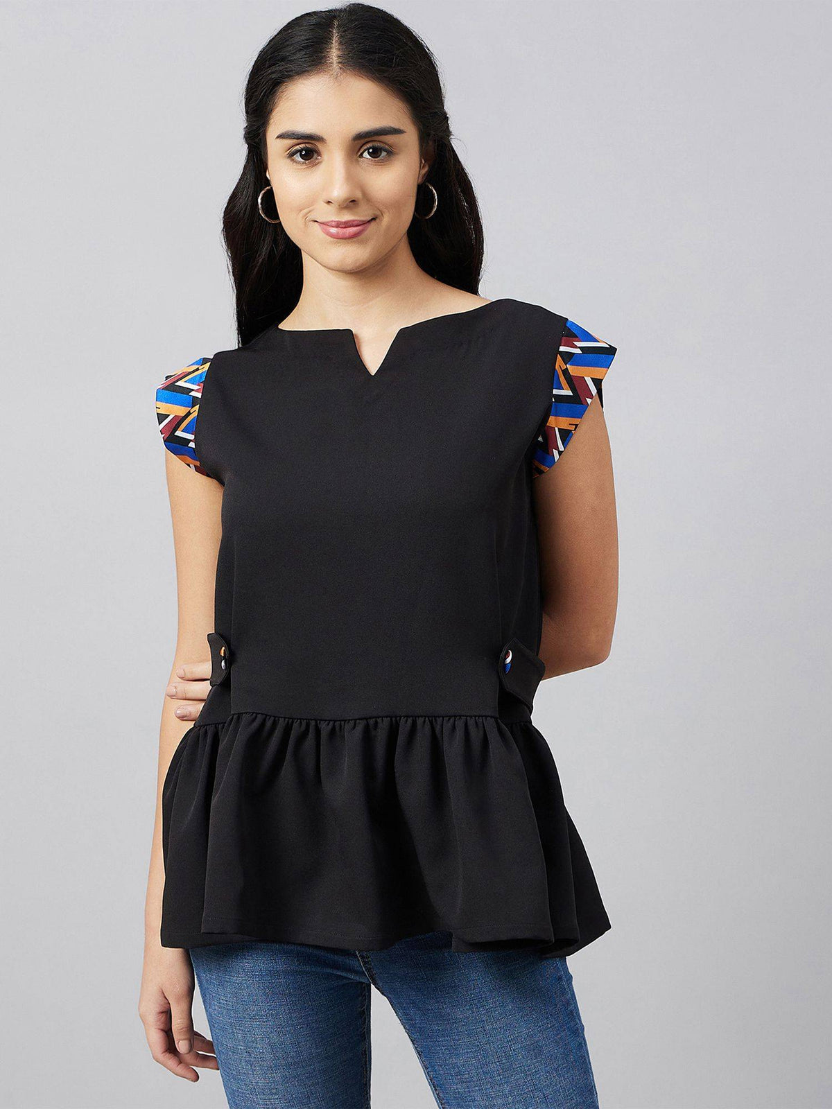 Black Peplum Top | pt51 - view 2