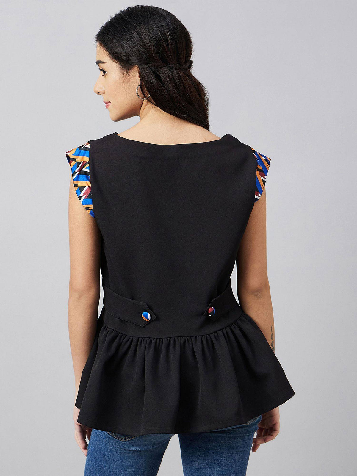 Black Peplum Top | pt51 - view 3
