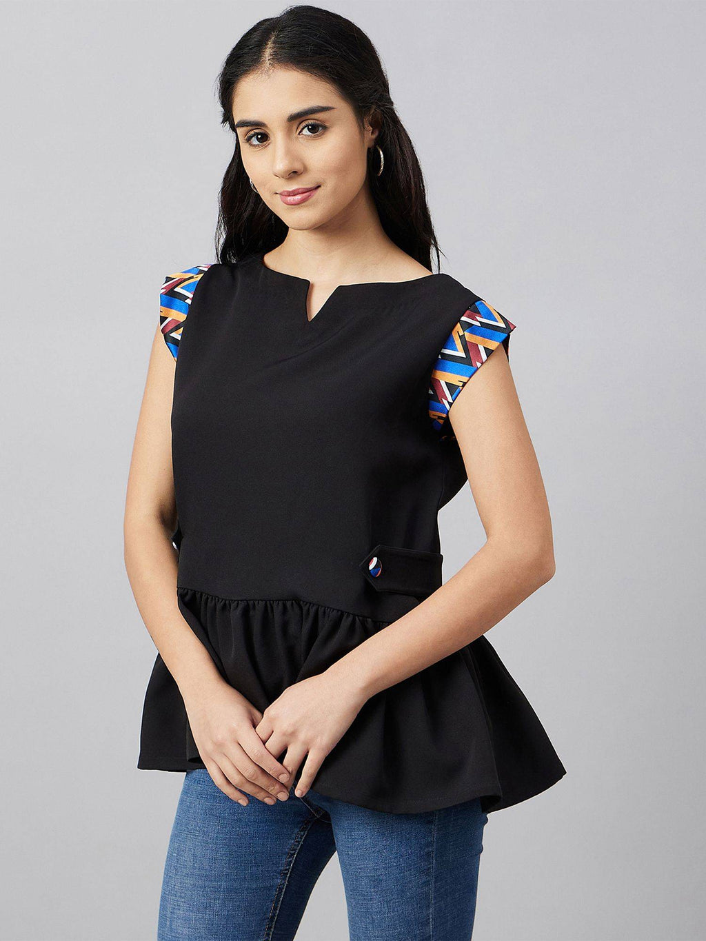 Black Peplum Top | pt51 - view 4