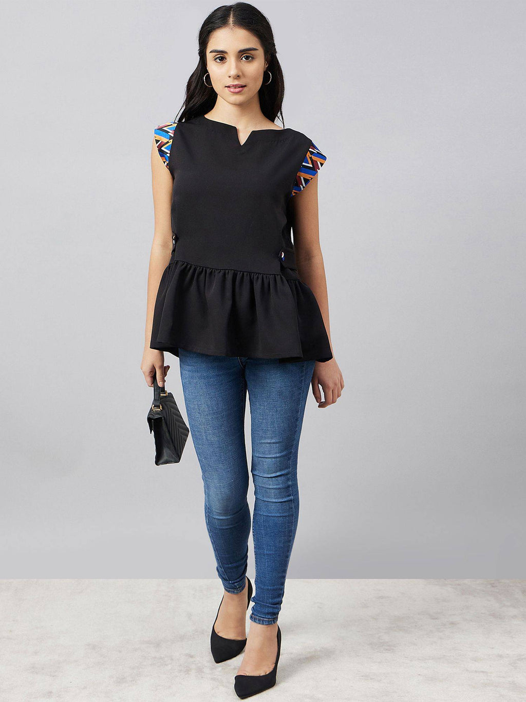 Black Peplum Top | pt51 - view 8