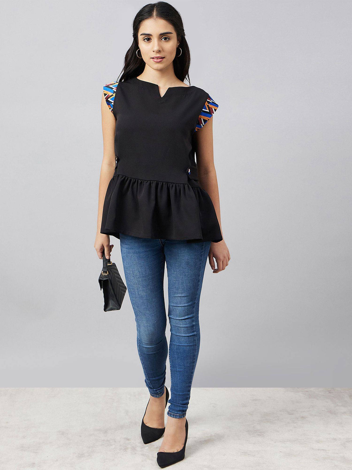 Black Peplum Top | pt51 - view 8