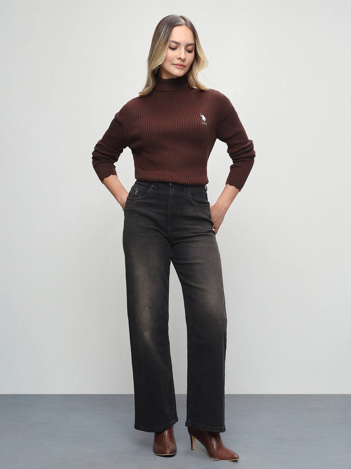 Grey Women High Rise Jeans | ST23 - view 3