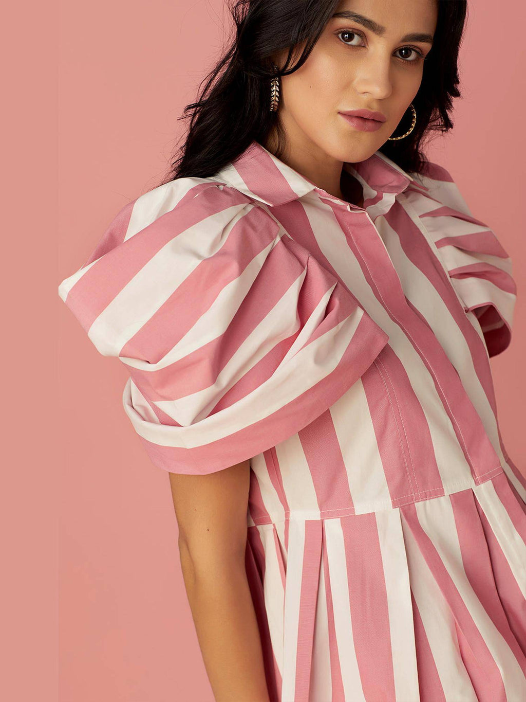Pink Striped Peplum Top | pt51 - view 5