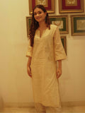 Off White Metallic Chanderi Kurta | FY93 - view 1