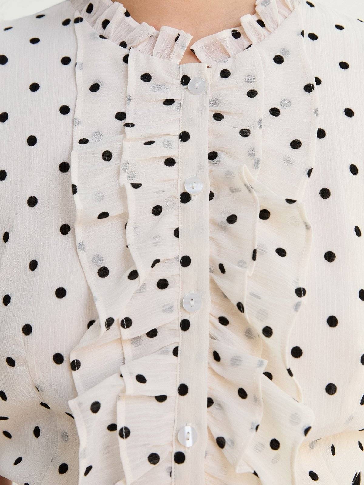 Ruffle Front Polka Dot Peplum Blouse Top - White | pt51 - view 5