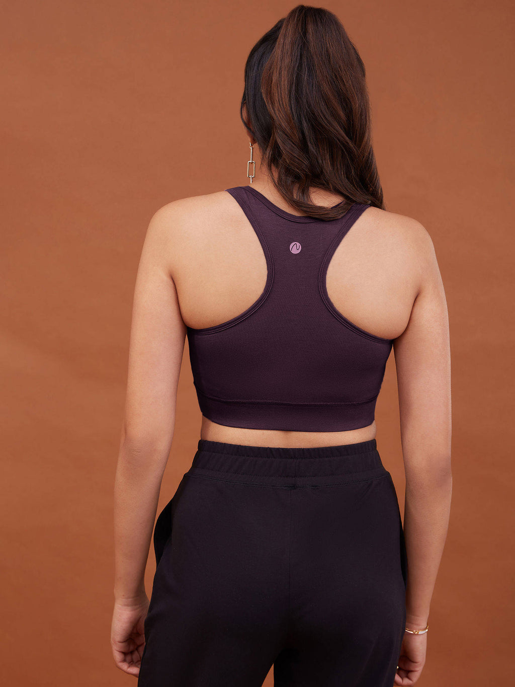 Cotton Slip-On Sports Bra with Moulded Removable Cups for Yoga & Walking NYK059 Black | sb09 - view 74