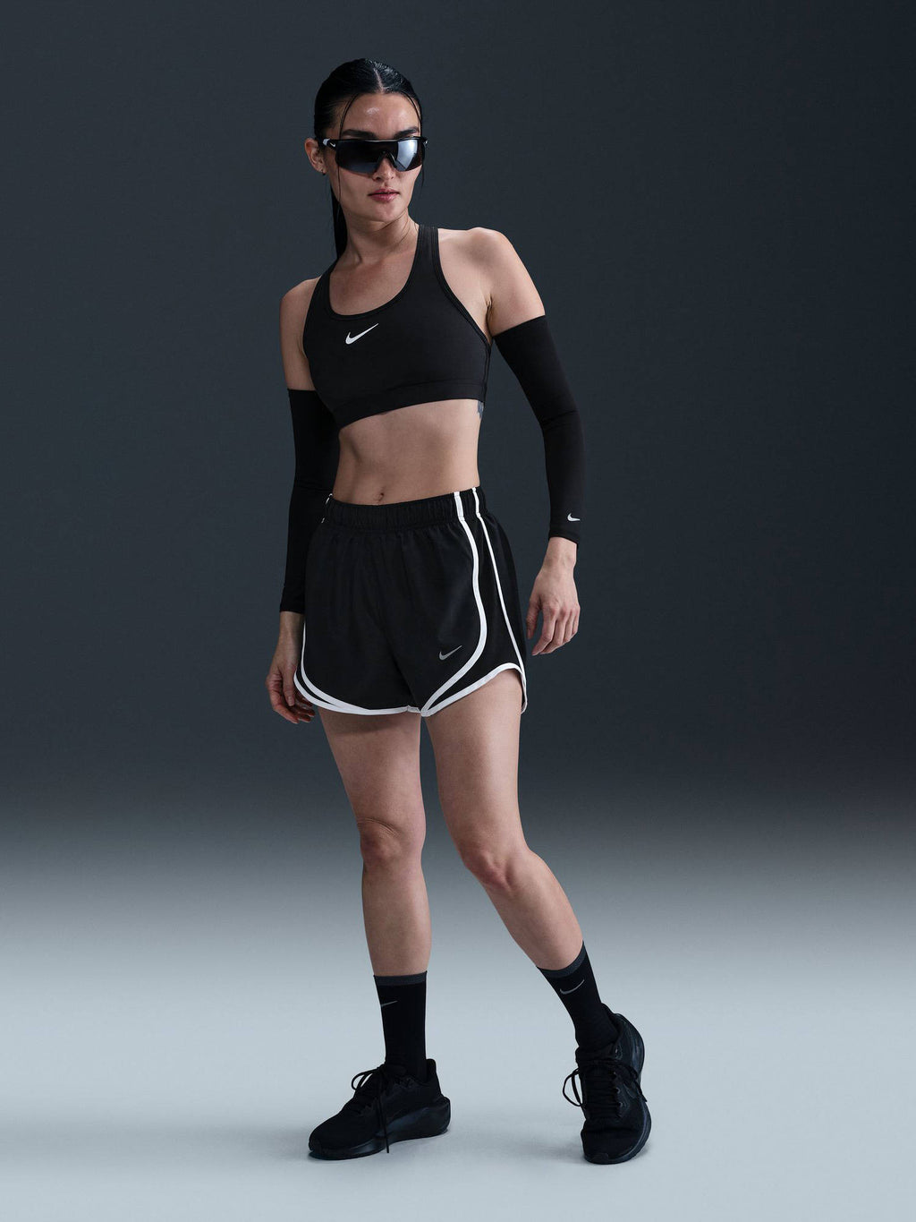 Black Solid Sportswear Tempo Women Shorts - view 1