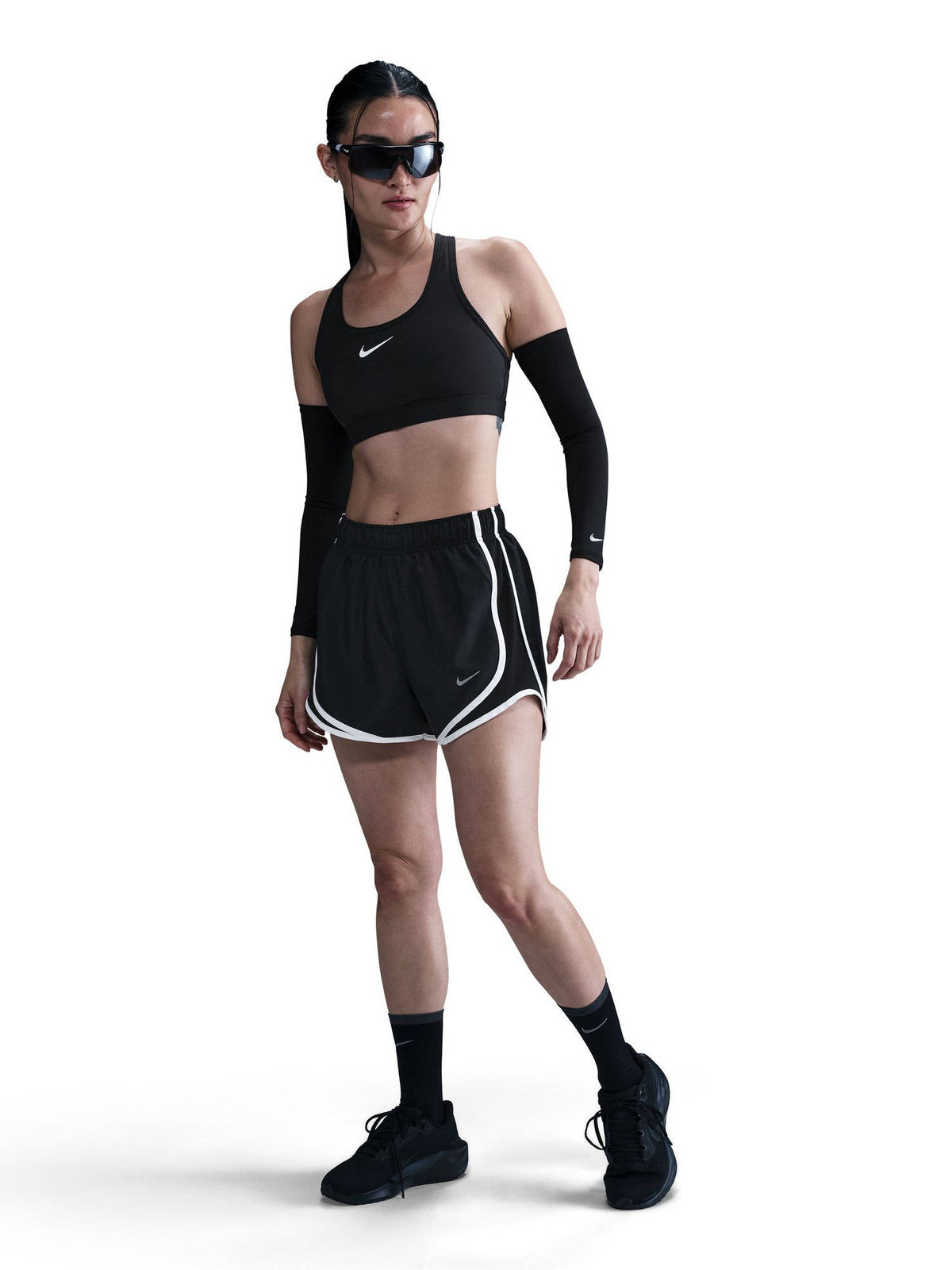 Black Solid Sportswear Tempo Women Shorts - view 2