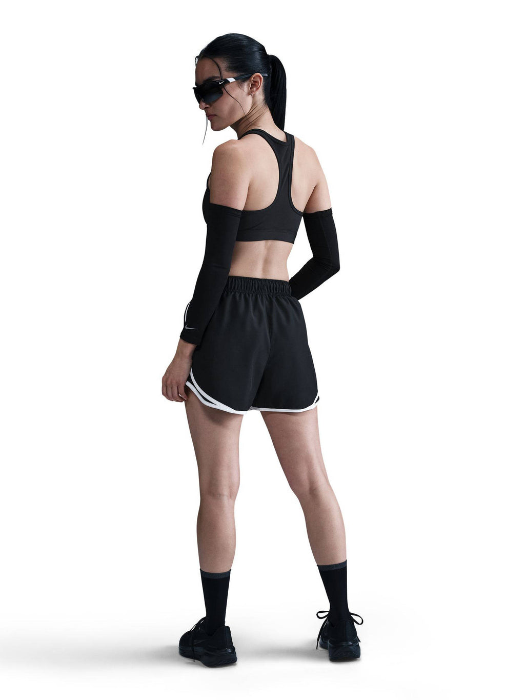 Black Solid Sportswear Tempo Women Shorts - view 3