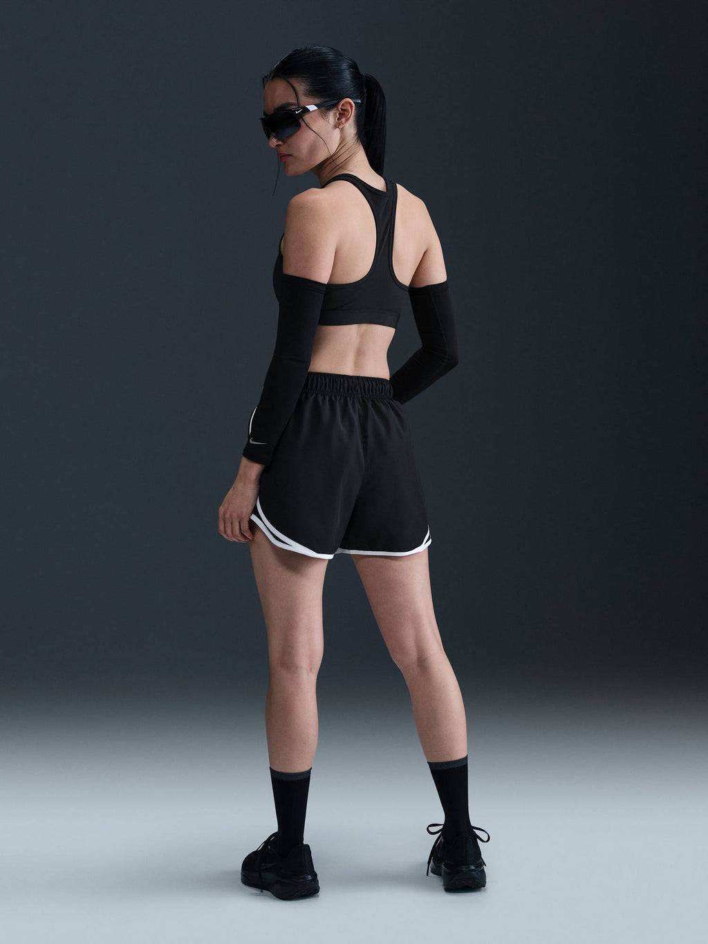 Black Solid Sportswear Tempo Women Shorts - view 4
