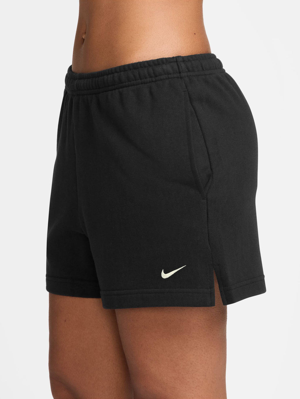 Black Solid Sportswear Studio Fleece Women Shorts - view 3