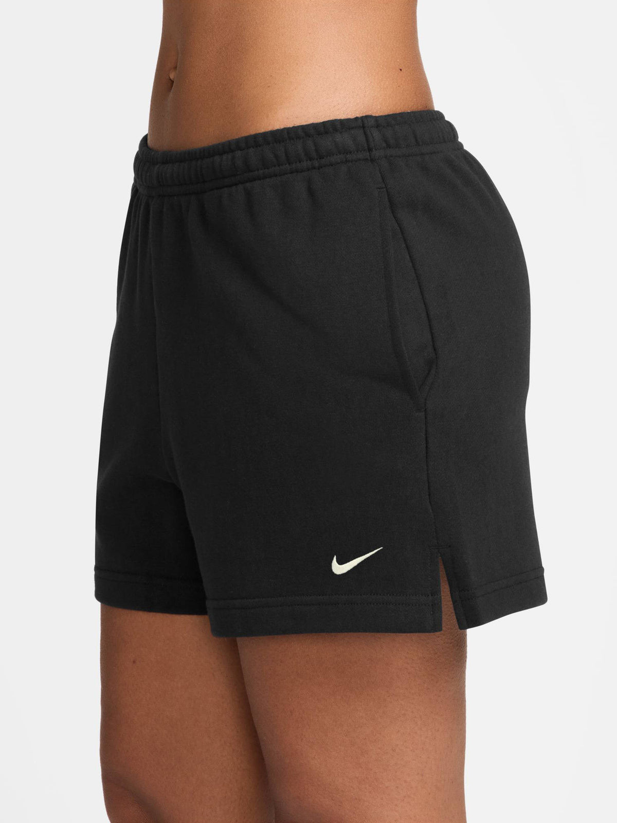 Black Solid Sportswear Studio Fleece Women Shorts - view 3