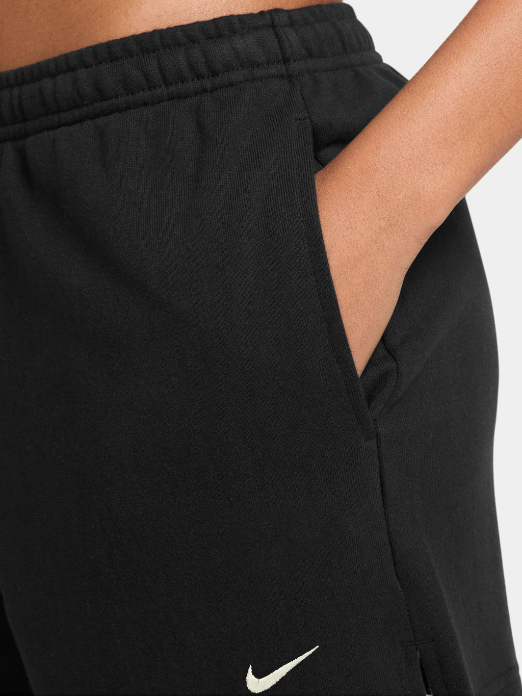 Black Solid Sportswear Studio Fleece Women Shorts - view 4