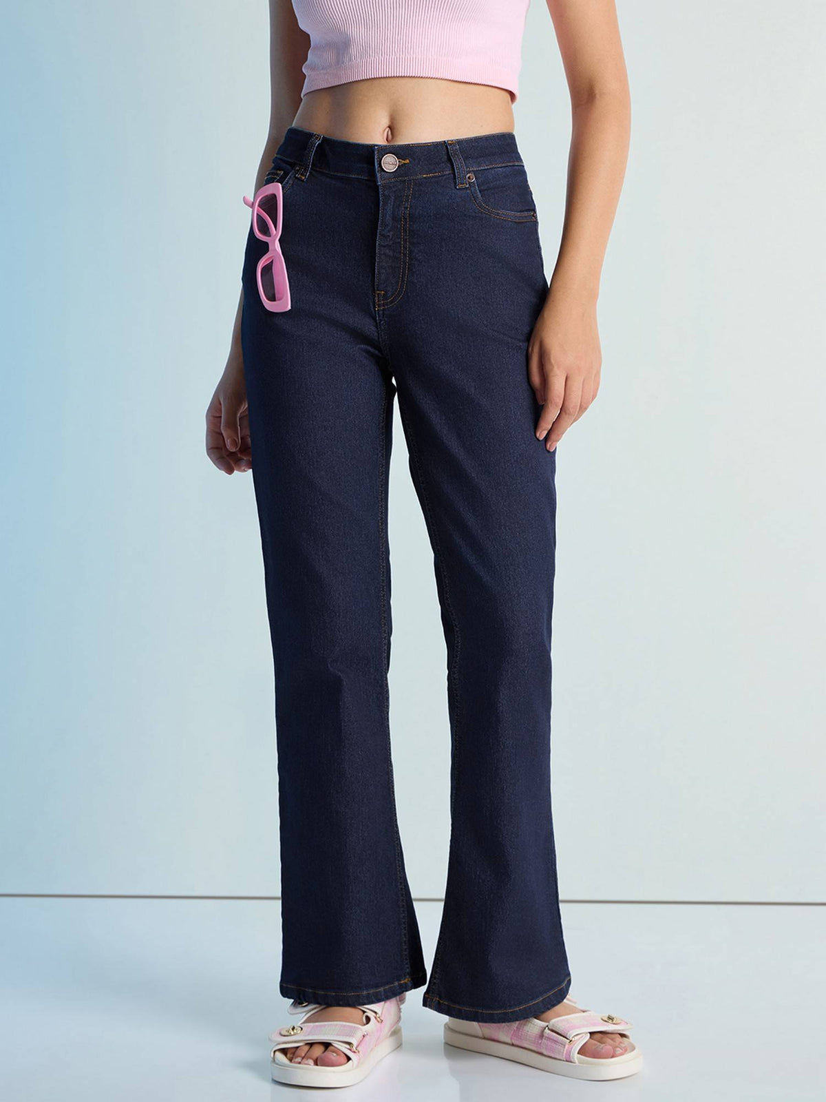 Blue Womens Boot Cut Strech Denim Jeans | BT10 - view 8