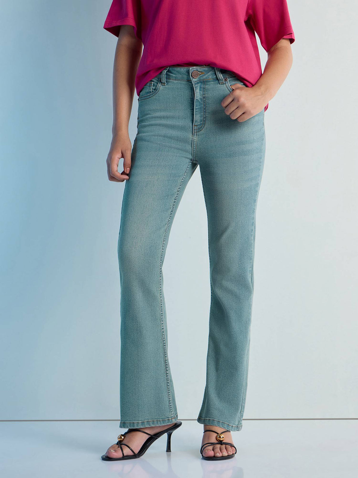 Navy Blue Womens Boot Cut Strech Denim Jeans | BT10 - view 8