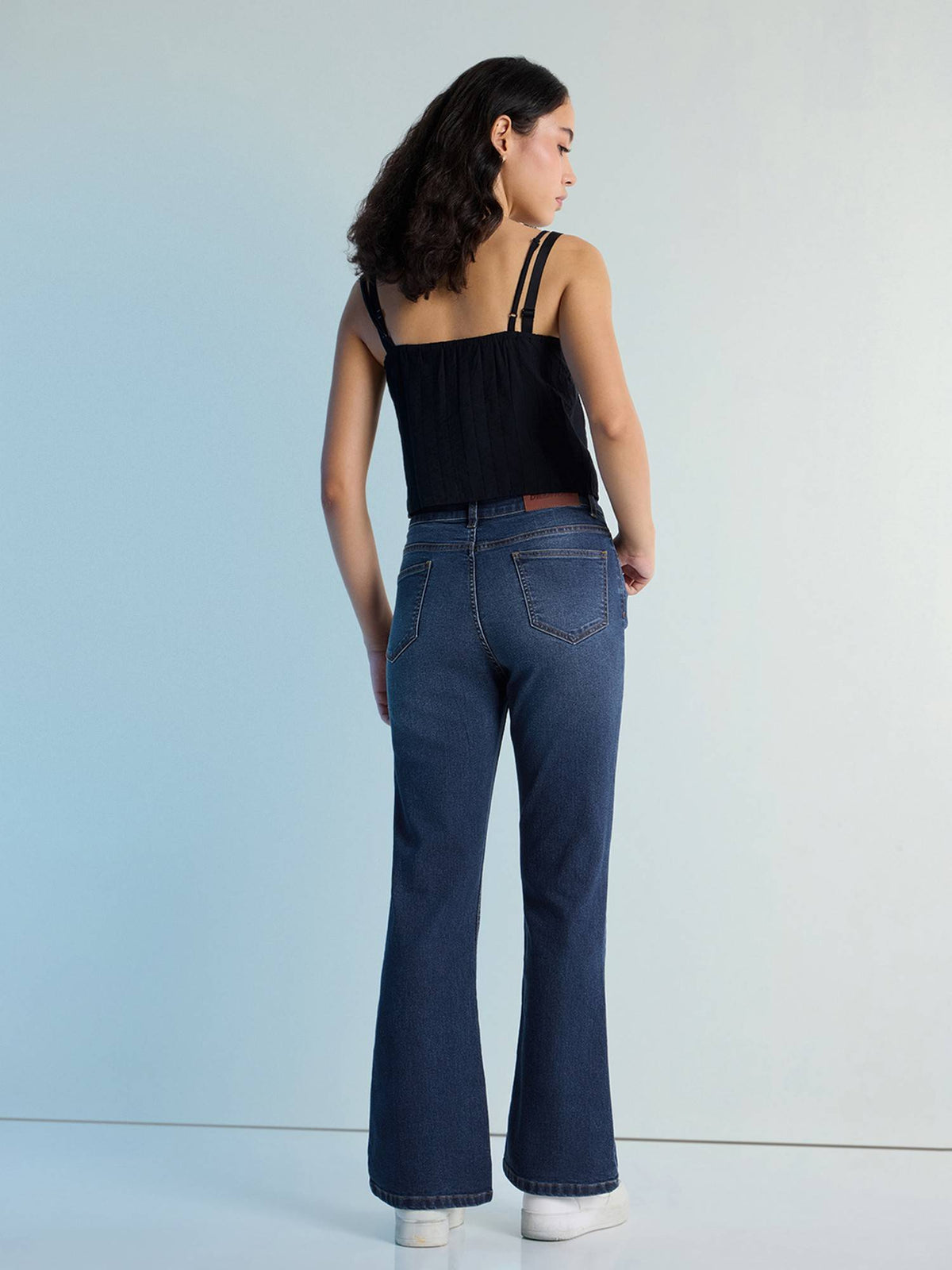 Navy Blue Womens Boot Cut Strech Denim Jeans | BT10 - view 5