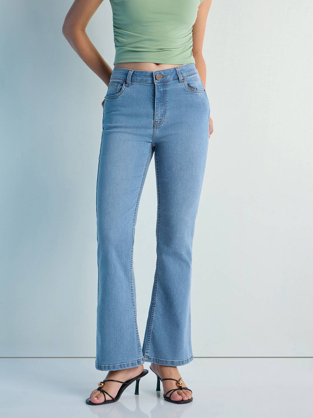 Blue Womens Boot Cut Strech Denim Jeans | BT10 - view 4