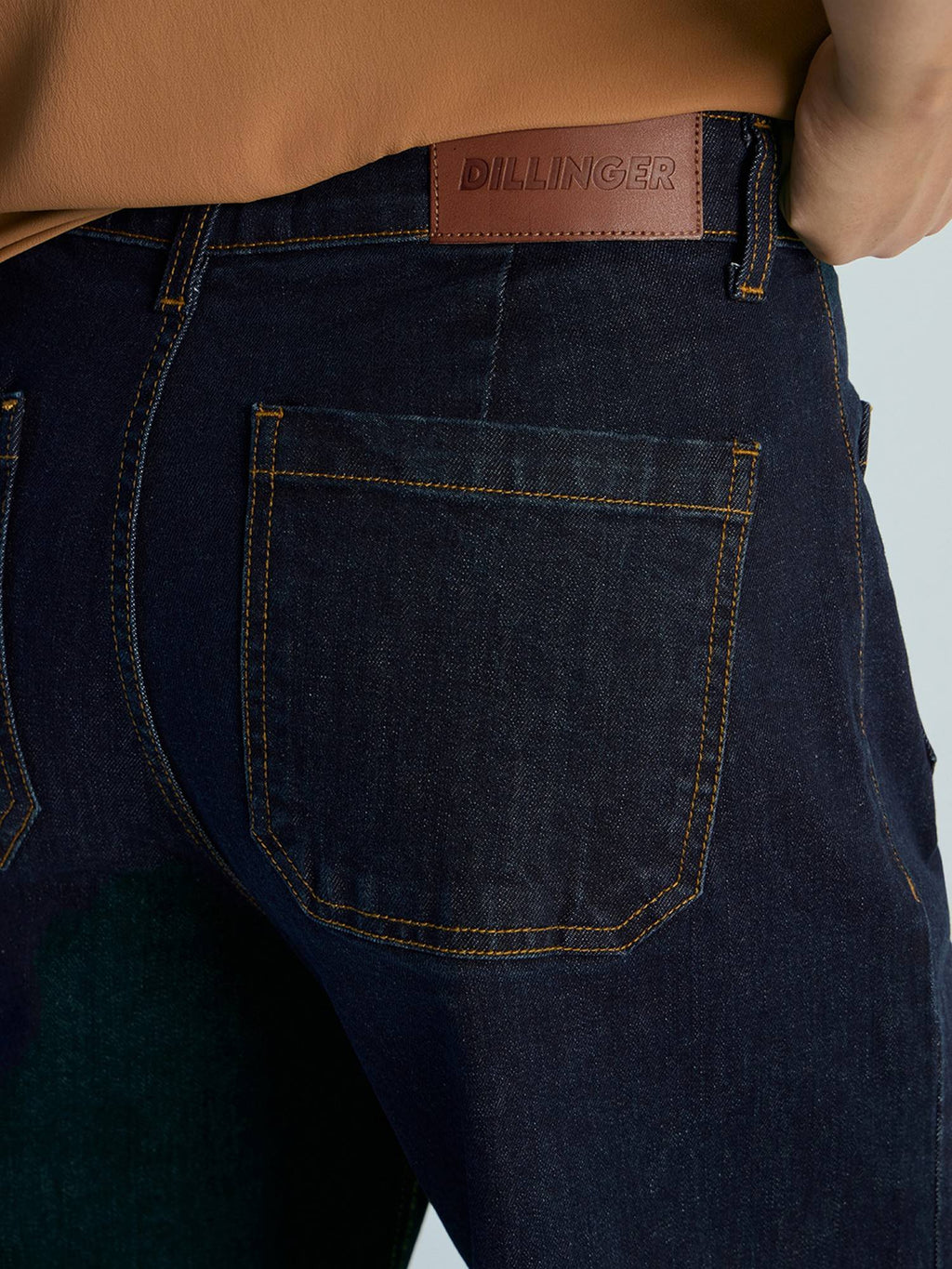 Navy Blue Womens Wide Leg Patch Pocket Denim Jeans | WL90 - view 7