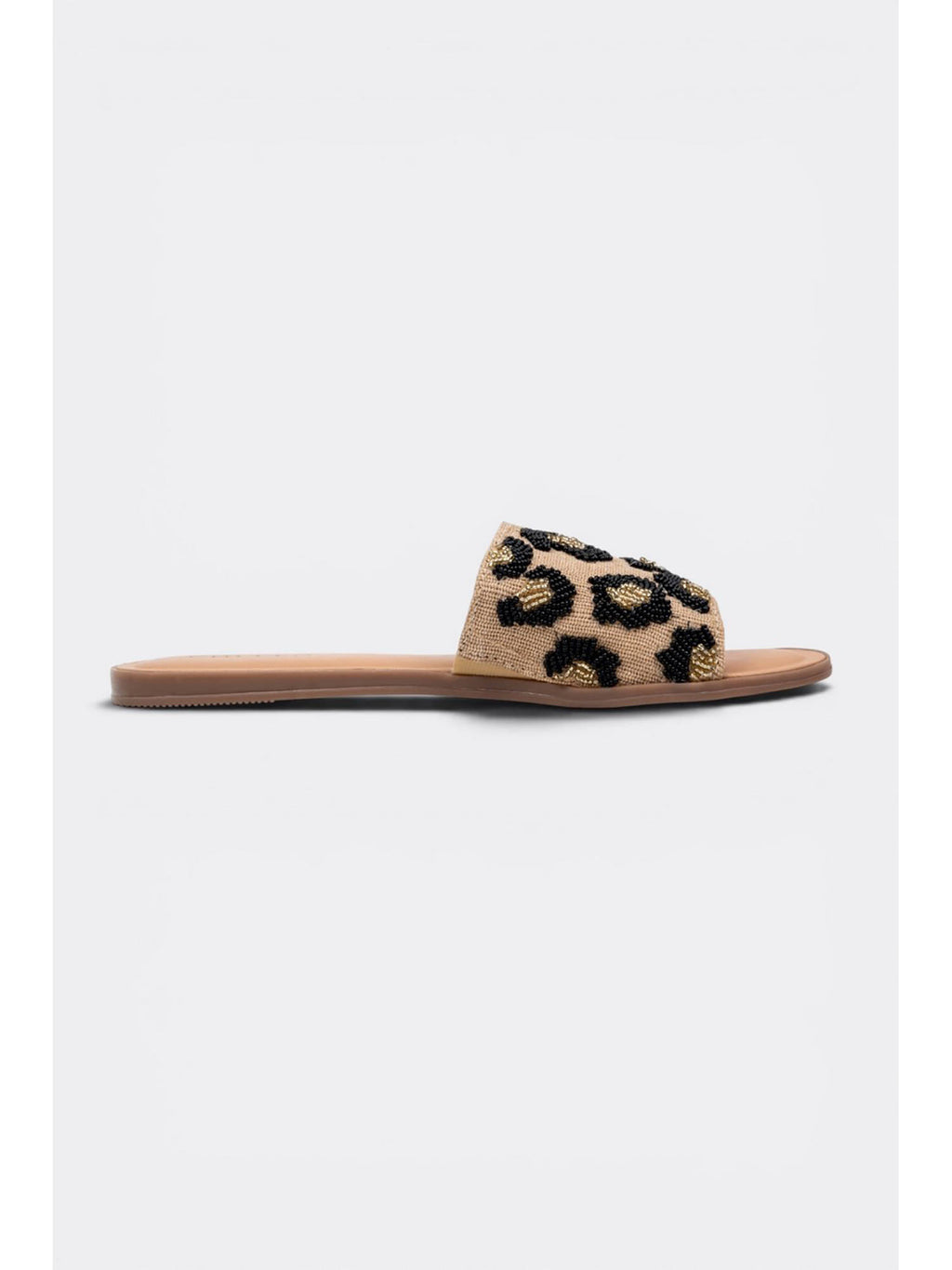 Beaded Leopard Slide Flats | F61 - view 1