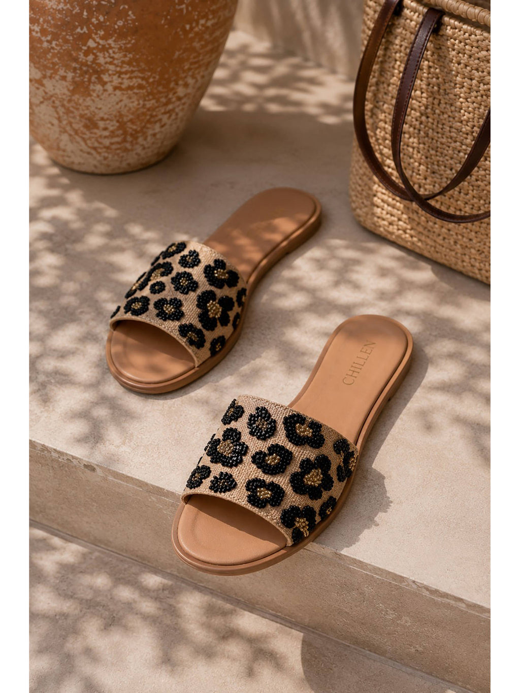 Beaded Leopard Slide Flats | F61 - view 2