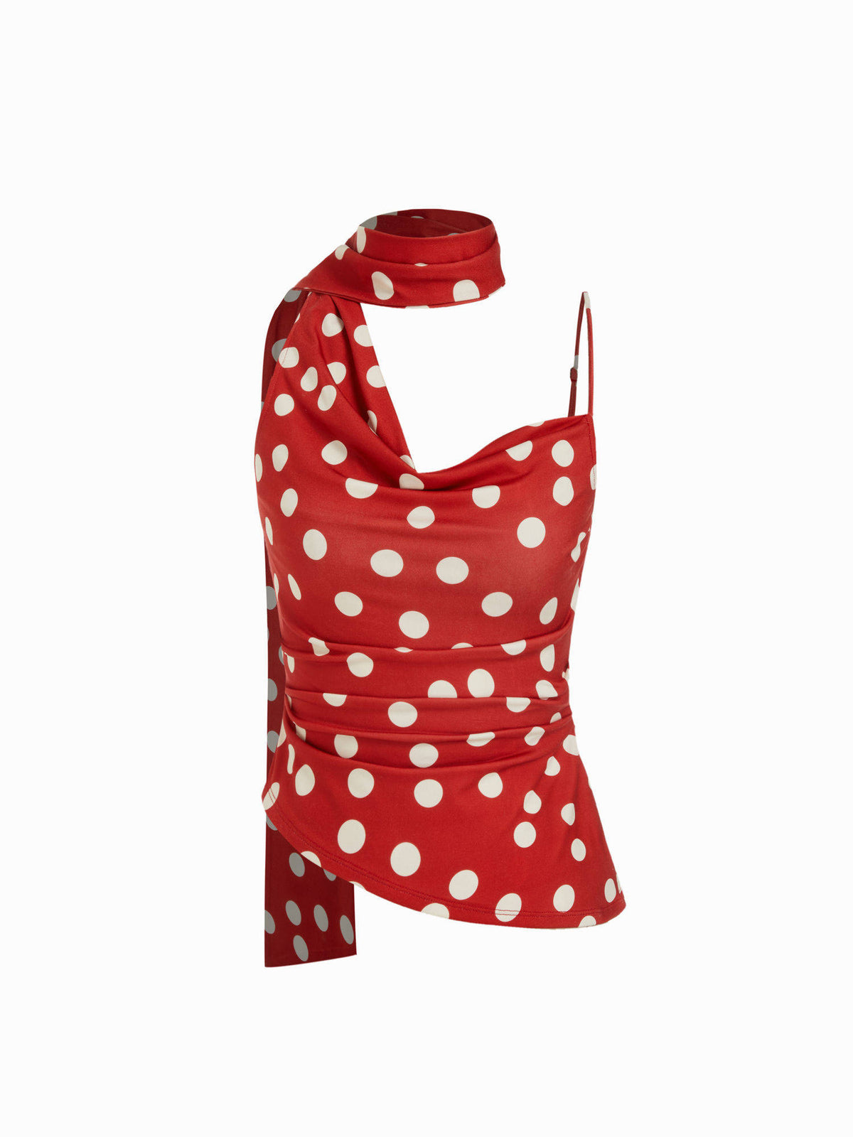 Halter Neckline Ruched Cami Top With Scarf | HT67 - view 2