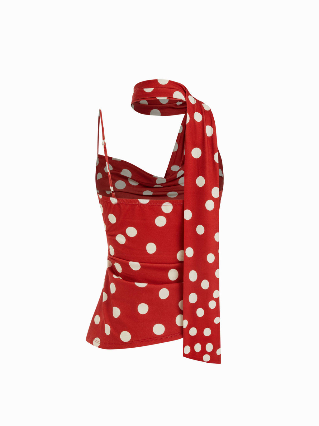 Halter Neckline Ruched Cami Top With Scarf | HT67 - view 8