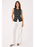 Knit Boat Neck Striped Button Split Vest | JC78 - view 7