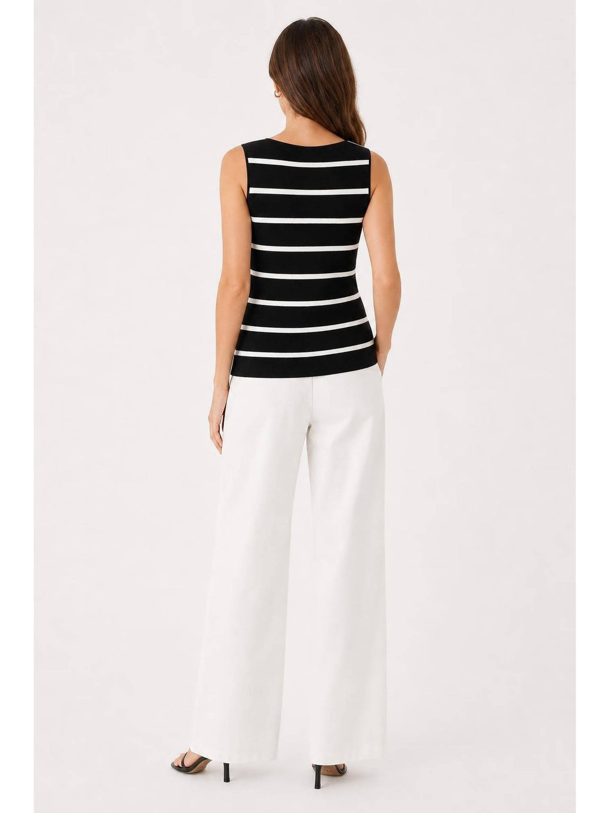 Knit Boat Neck Striped Button Split Vest | JC78 - view 10