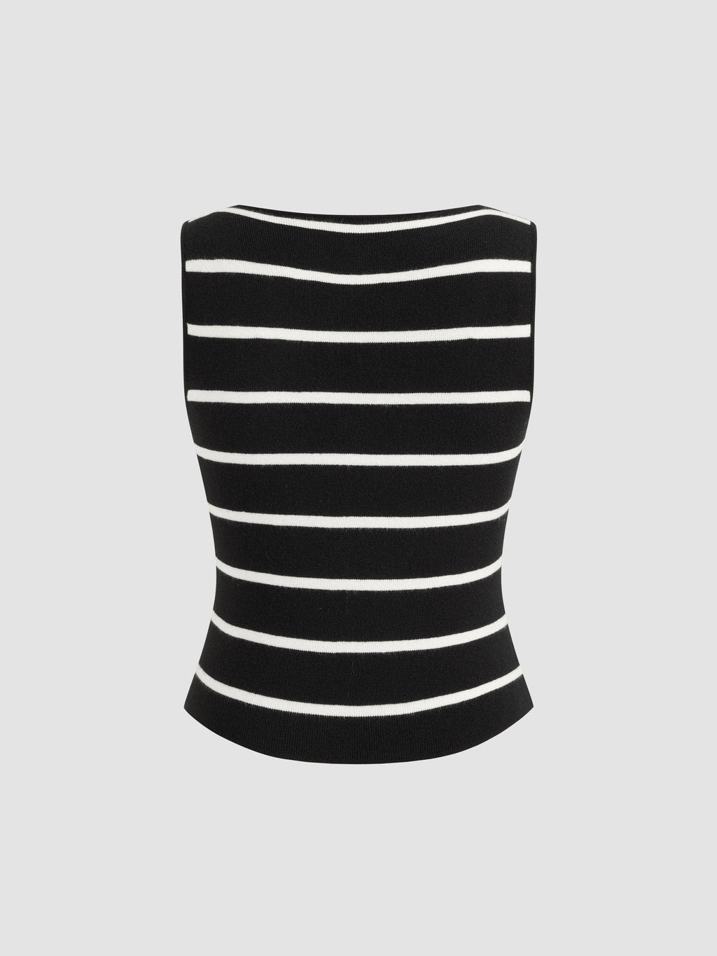 Knit Boat Neck Striped Button Split Vest | JC78 - view 14