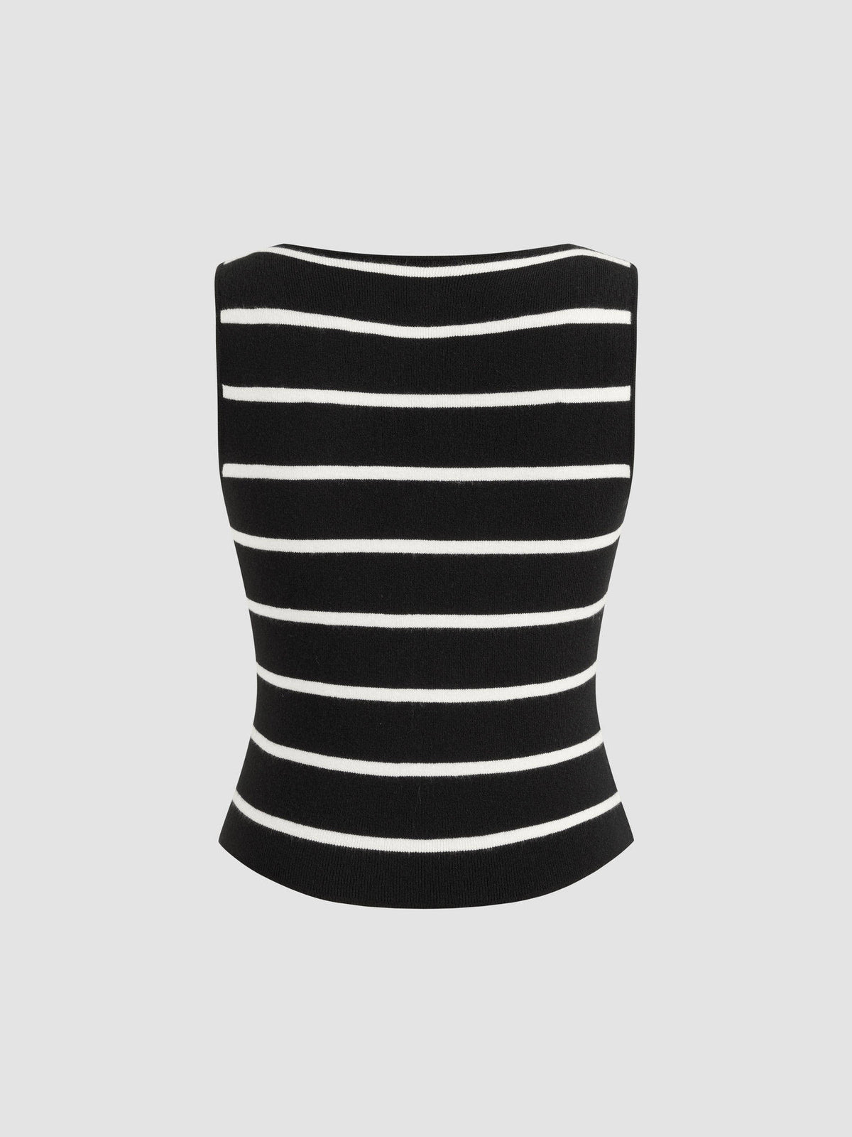 Knit Boat Neck Striped Button Split Vest | JC78 - view 14