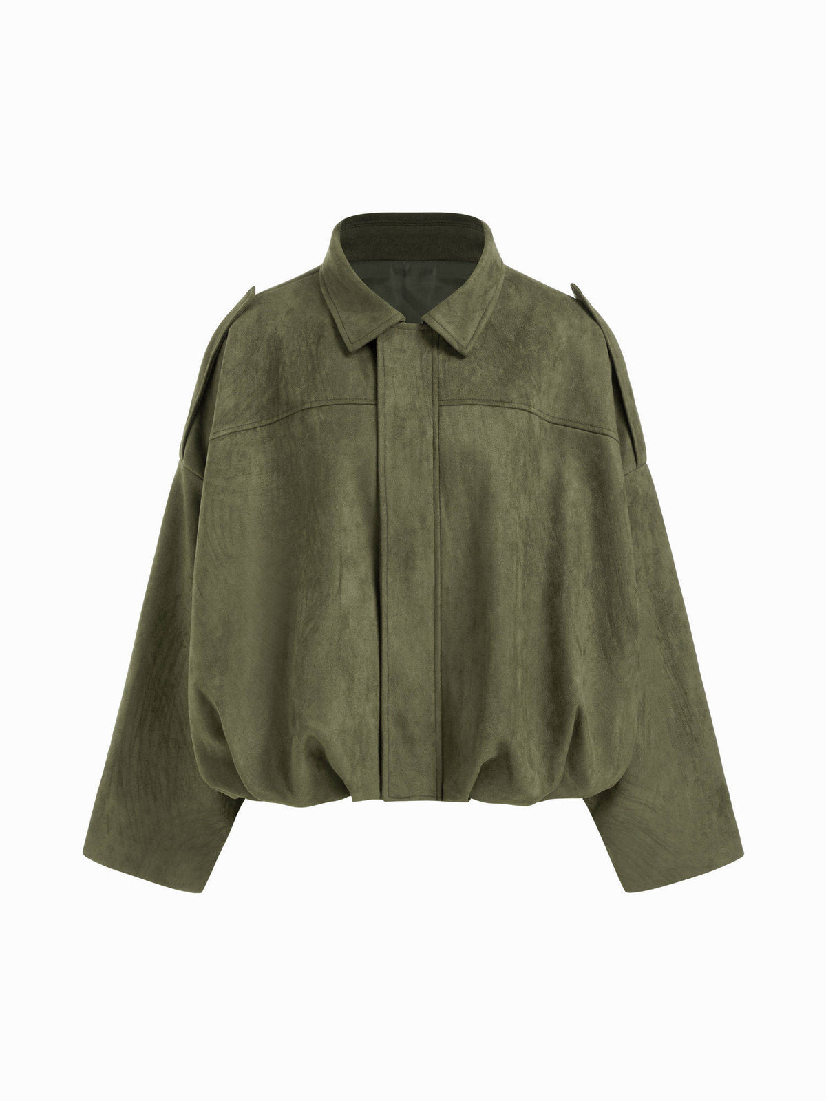 Suede Collar Long Sleeve Zip Through Oversized Jacket | JC78 - view 2
