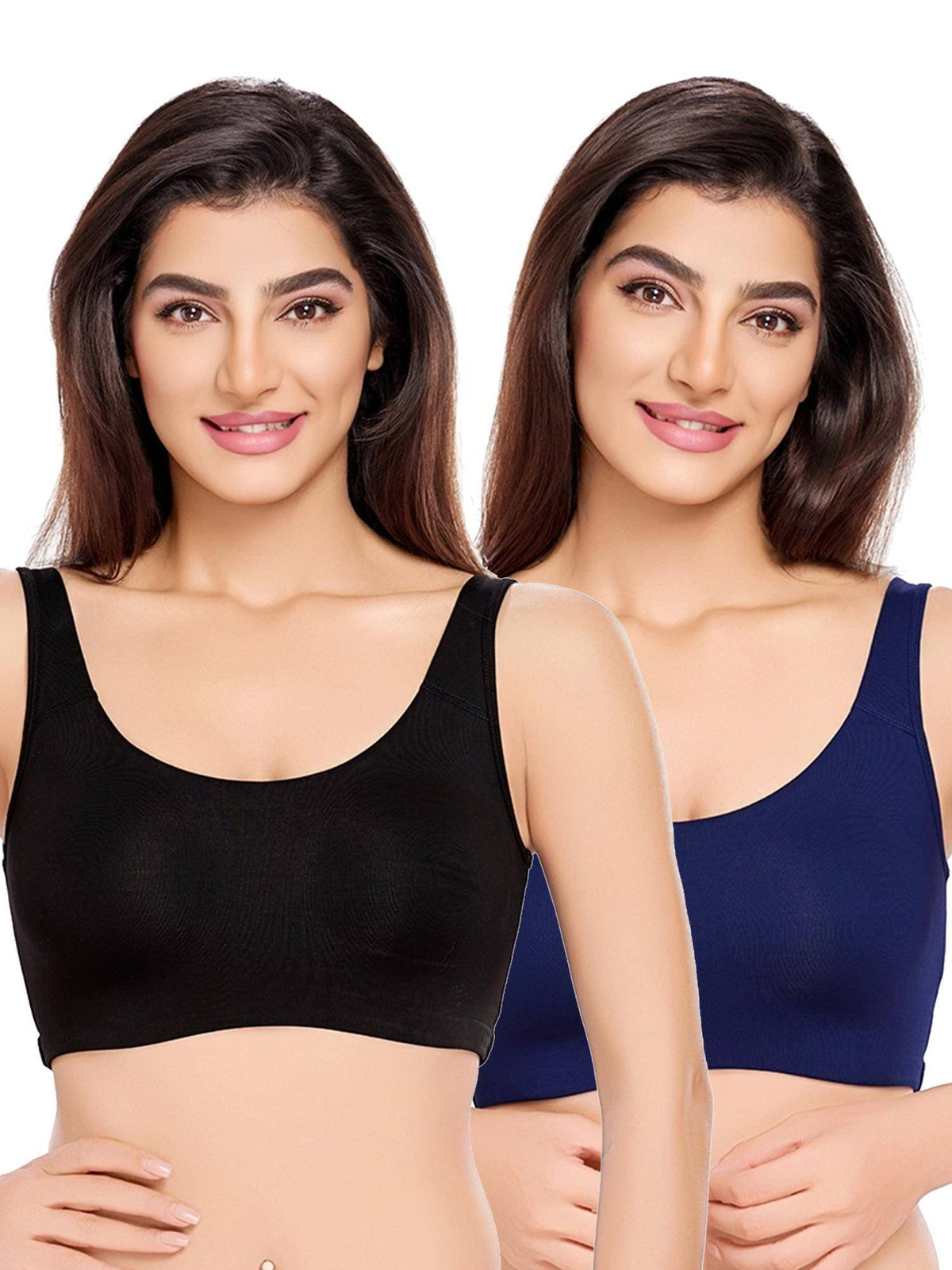 Womens Unlined Ease Non Padded Sports Bras (Pack of 2) | sb09 - view 1