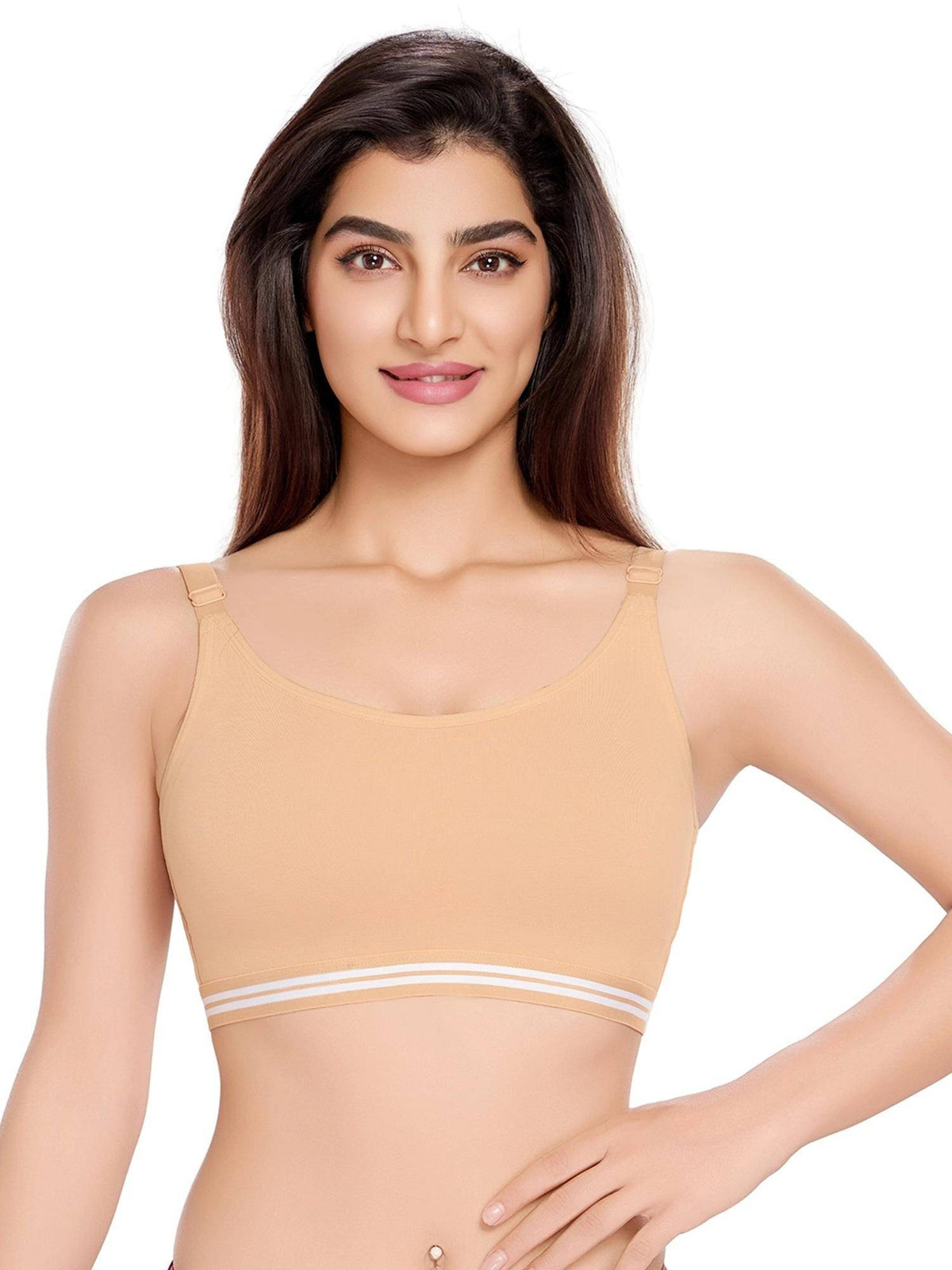 Womens White Padded High Impact Breathable Cotton Fabric Sports Bra | sb09 - view 6