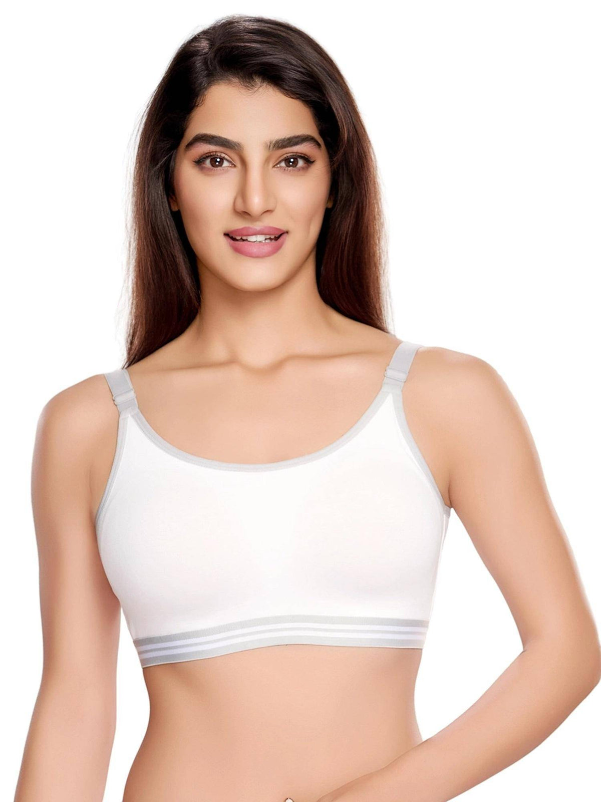 Womens White Padded High Impact Breathable Cotton Fabric Sports Bra | sb09 - view 1