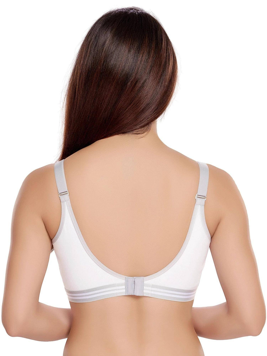 Womens White Padded High Impact Breathable Cotton Fabric Sports Bra | sb09 - view 2