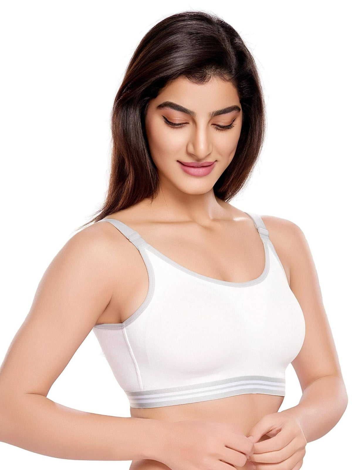 Womens White Padded High Impact Breathable Cotton Fabric Sports Bra | sb09 - view 3