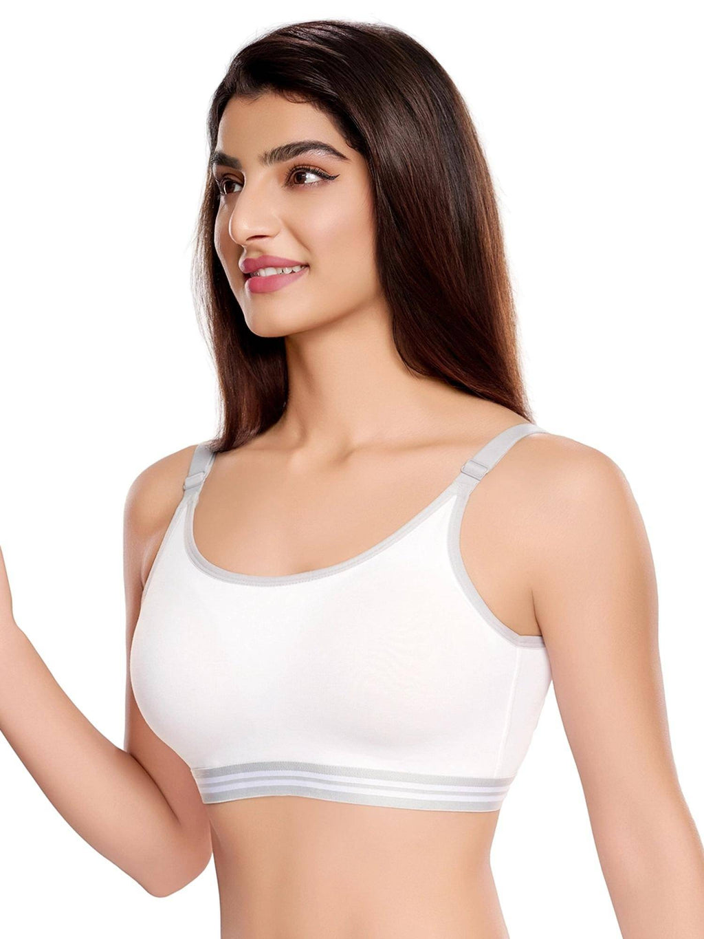 Womens White Padded High Impact Breathable Cotton Fabric Sports Bra | sb09 - view 4