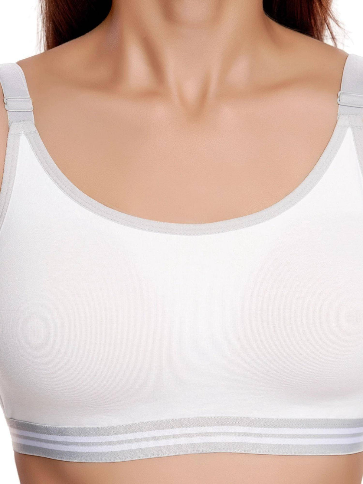 Womens White Padded High Impact Breathable Cotton Fabric Sports Bra | sb09 - view 5