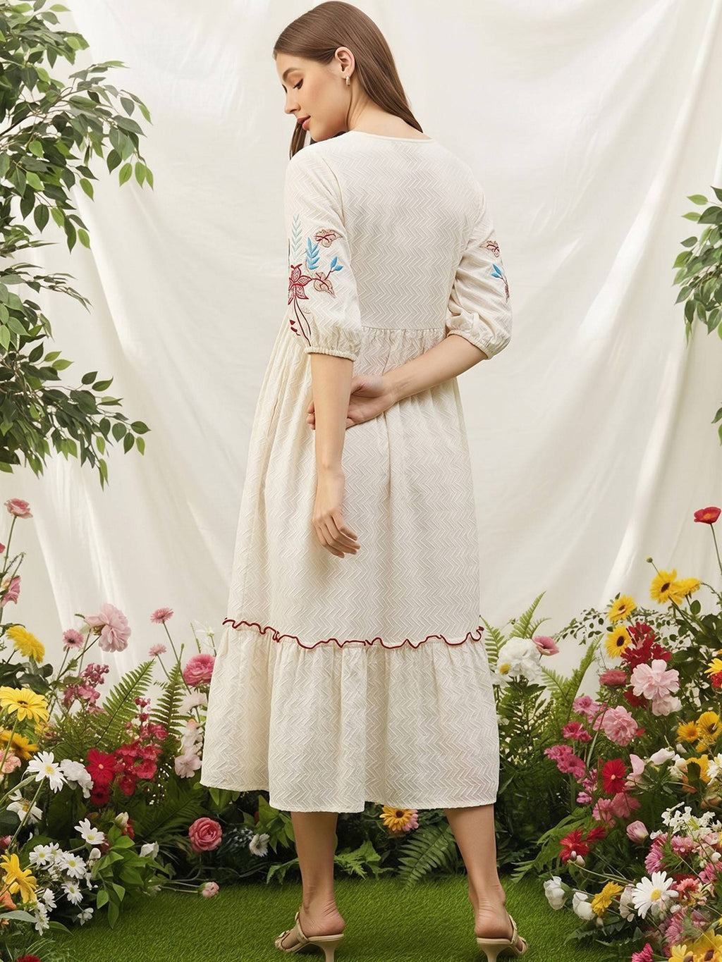 Embroidered Midi Dress | D56 - view 2