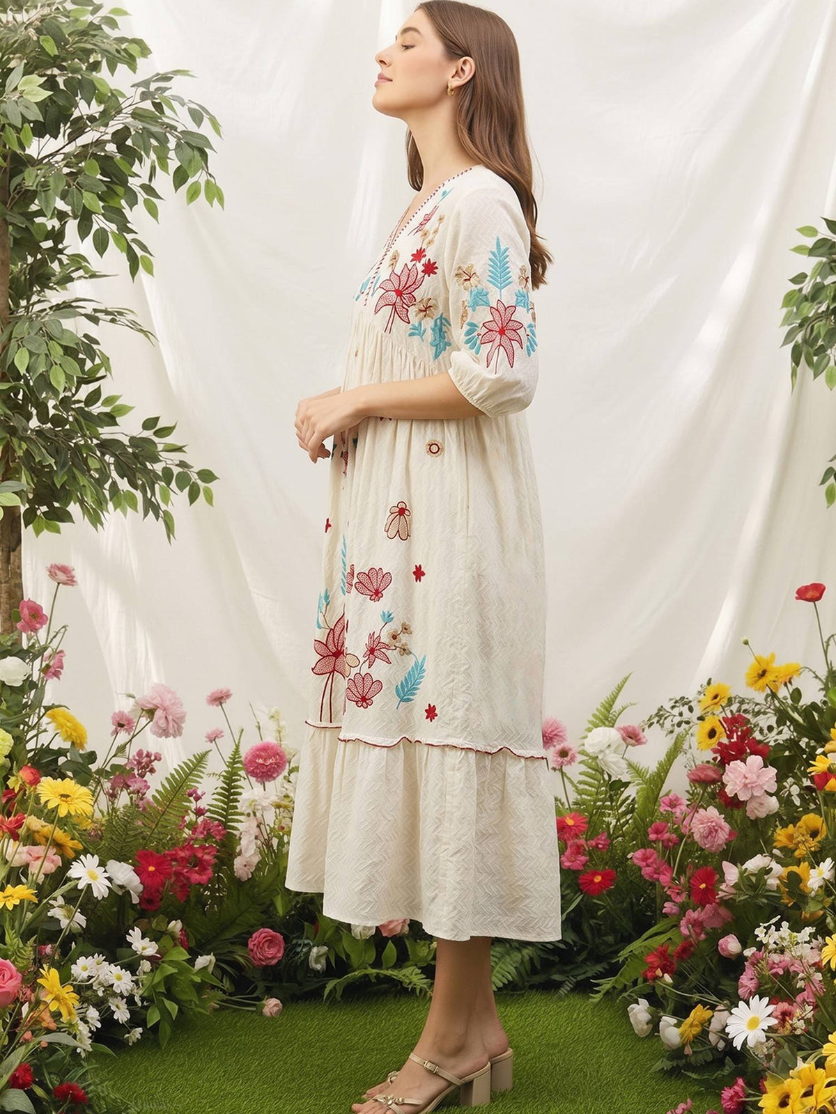 Embroidered Midi Dress | D56 - view 6