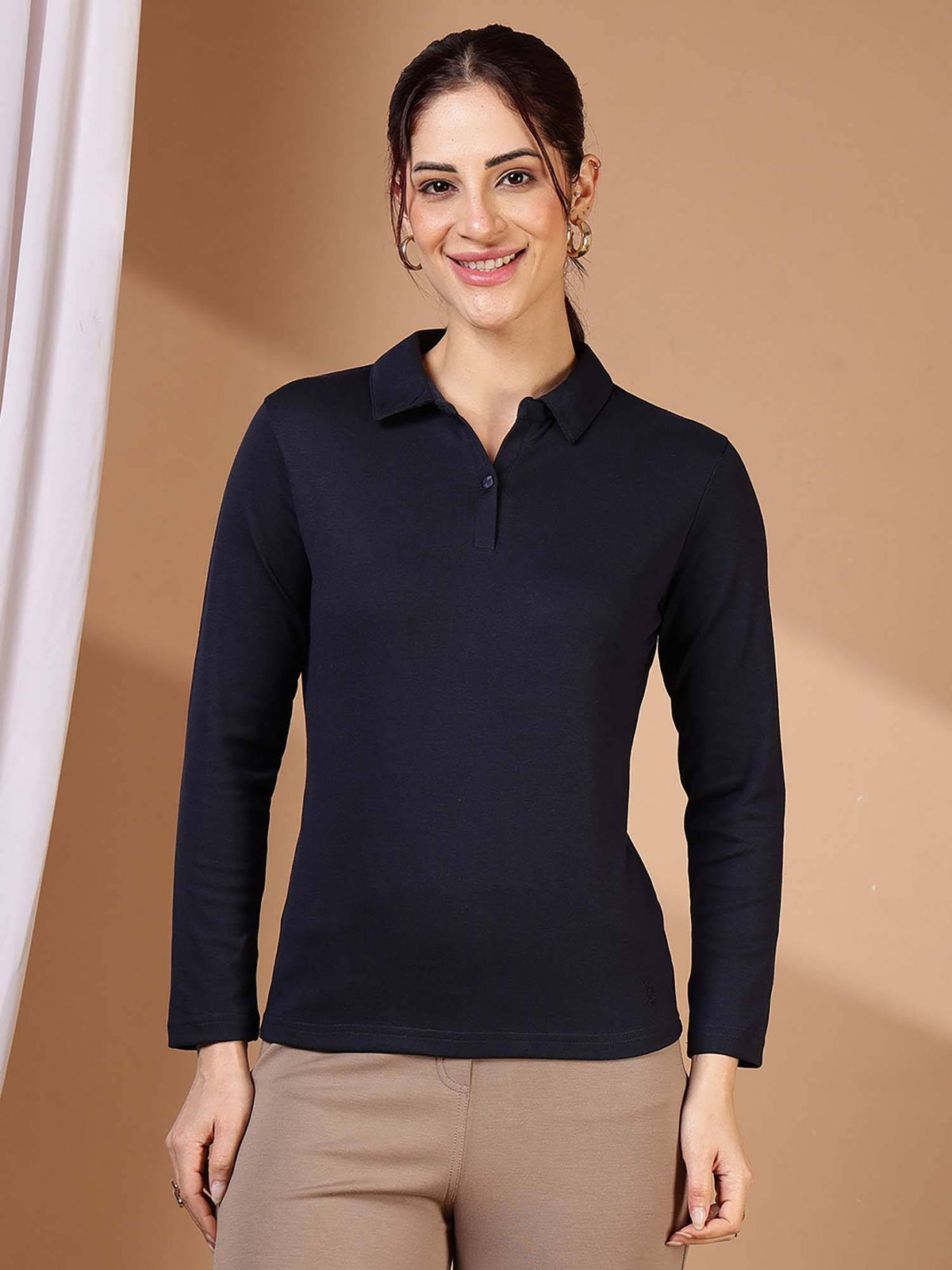 Peach Women Regular Fit Polo T-Shirt | PW43 - view 13