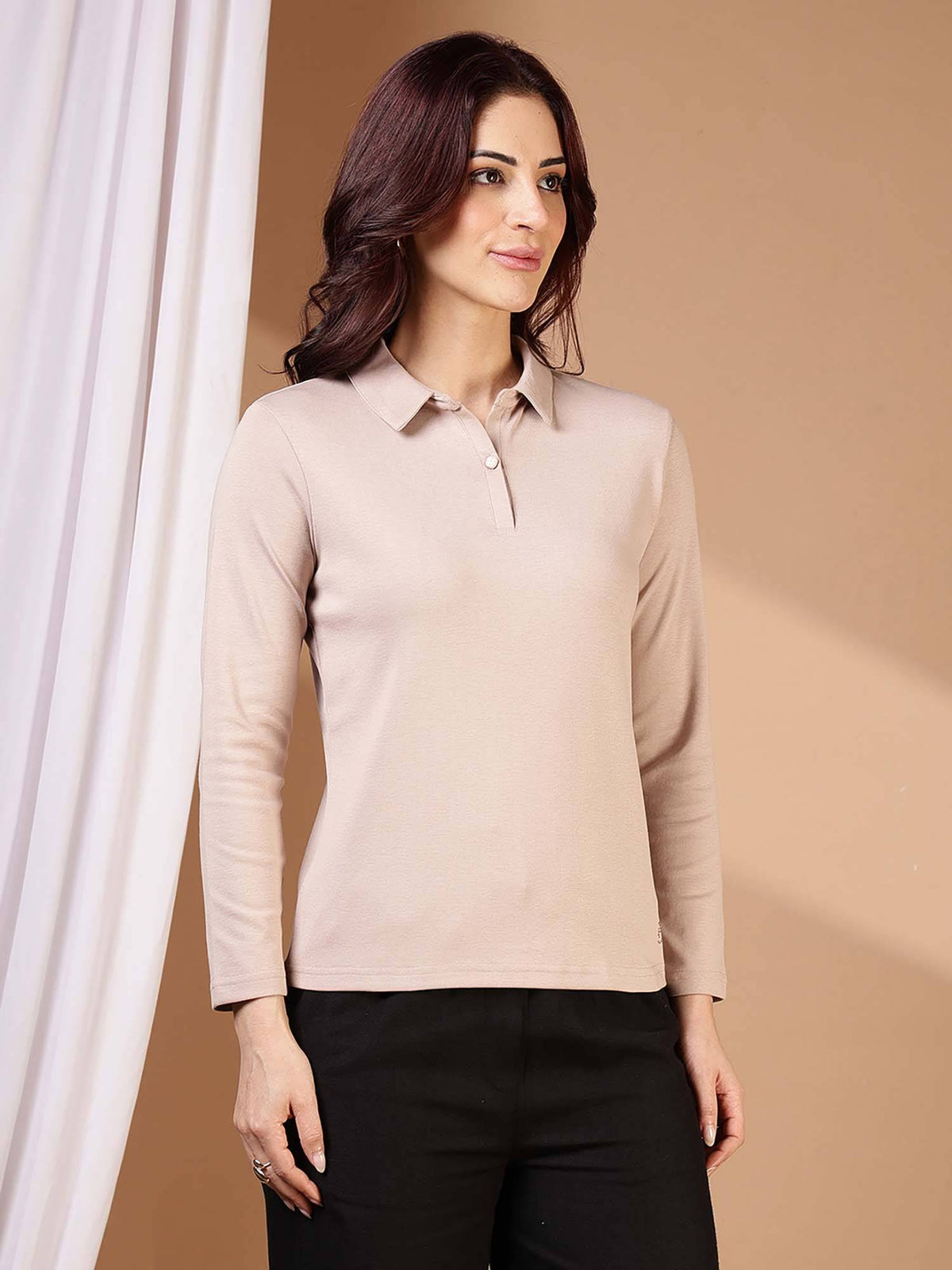 Navy Blue Women's Regular Fit Casual Polo T-Shirt | PW43 - view 13