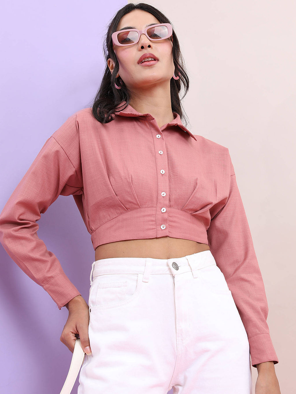 Mauve Solid Regular Fit Crop Top | CT61 - view 1