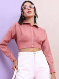Mauve Solid Regular Fit Crop Top | CT61 - view 1